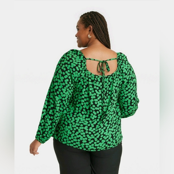 Ava & Viv Plus Size Green Polka Dots NWT - Picture 2 of 4